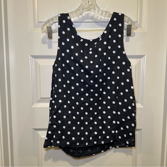 NWT Luca Vanucci Navy Blue Polka Dot Sleeveless Linen Tank Size S - Picture 10 of 10